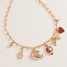 Load image into Gallery viewer, Football Bow Heart Pearl Charm Necklace
