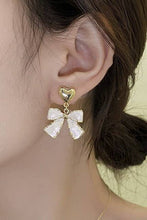 Load image into Gallery viewer, BOW GOLD HEART DROP EARRINGS