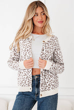 Load image into Gallery viewer, Leopard Drop Shoulder Chunky Cardigan Sweater