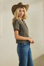 Load image into Gallery viewer, Leopard short sleeve denim top