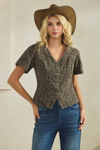 Load image into Gallery viewer, Leopard short sleeve denim top