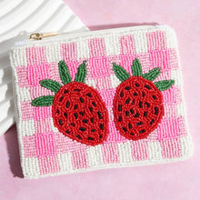 Load image into Gallery viewer, Seed Beaded Double Strawberry Coin Purse