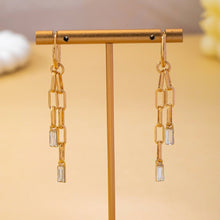 Load image into Gallery viewer, Paperclip Chain Glass Rhinestone Drop Earrings