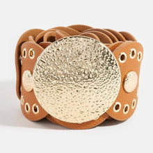 Load image into Gallery viewer, Hammered Disc Accent Faux Leather Panel Link Belt