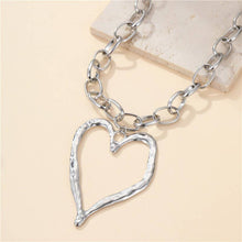 Load image into Gallery viewer, Statement Hammered Open Heart Necklace