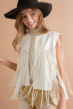 Load image into Gallery viewer, Faux Leather Fringe Braided Yoke Crop Waist Vest
