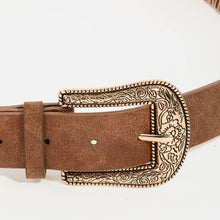 Load image into Gallery viewer, Western Floral Etched Buckle Vegan Leather Belt