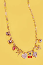 Load image into Gallery viewer, MULTI CHARM BOW CHERRY HEART NECKLACE | 80N1190