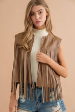Load image into Gallery viewer, Faux Leather Fringe Braided Yoke Crop Waist Vest