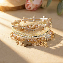 Load image into Gallery viewer, Cross Charm Mixed Beaded Bracelet Set