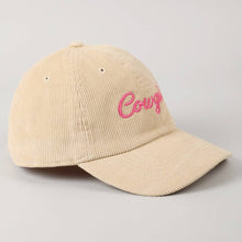 Load image into Gallery viewer, Cowgirl Text Solid Color Corduroy Baseball Cap