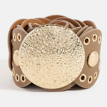 Load image into Gallery viewer, Hammered Disc Accent Faux Leather Panel Link Belt