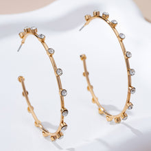 Load image into Gallery viewer, Crystal-Studded Gold Hoop Earrings