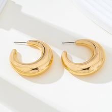 Load image into Gallery viewer, Tapered Gold-Tone Crescent Hoop Earrings | 80E62157