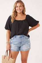 Load image into Gallery viewer, Plus Size Bubble Sleeve Button Front Blouse