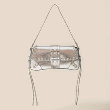 Load image into Gallery viewer, Glossy Leather Rivet Trim Shoulder Bag