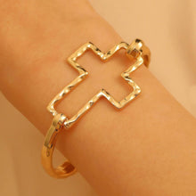 Load image into Gallery viewer, Hammered Open Cross Bangle - Silver or Gold
