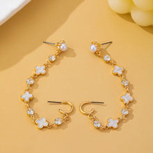 Load image into Gallery viewer, Mother of Pearl Clover Double Piercing Earrings