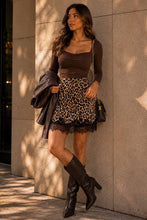 Load image into Gallery viewer, Leopard Print Lace Trim Mini Skirt