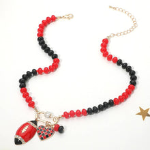 Load image into Gallery viewer, Gameday Football Heart Charm Carabiner Pendant Beaded Necklace