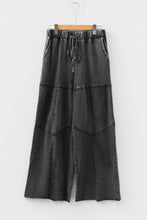 Load image into Gallery viewer, Mineral Wash Patchwork Wide Leg Drawstring Pants: Vineyard Green / L