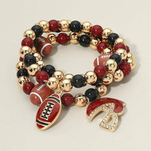 Load image into Gallery viewer, 3PCS - Game Day Football Helmet Charm Beaded Stretch Multi Layered Bracelets