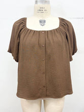 Load image into Gallery viewer, Plus Size Bubble Sleeve Button Front Blouse