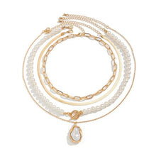 Load image into Gallery viewer, PEARL CHARM MULTILAYER PEARL GOLD MIX  NECKLACE  | 40NK9458