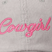 Load image into Gallery viewer, Cowgirl Text Solid Color Corduroy Baseball Cap