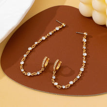 Load image into Gallery viewer, Crystal Stud Double Piercing Drop Earrings