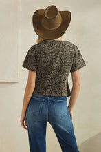 Load image into Gallery viewer, Leopard short sleeve denim top