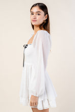 Load image into Gallery viewer, SWISS DOT CHIFFON RUFFLED TIERED MINI DRESS