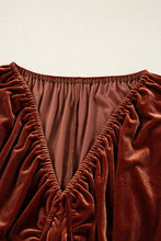 Load image into Gallery viewer, Velvet Elastic V-Neck Puff Sleeve Mini Dress