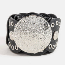 Load image into Gallery viewer, Hammered Disc Accent Faux Leather Panel Link Belt