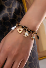 Load image into Gallery viewer, CHARM SCARF BRACELET-CROSS HERT SUNBLAST PEARL