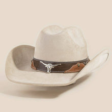 Load image into Gallery viewer, Western Long Horn Faux Leather Strap Cowboy Hat