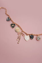 Load image into Gallery viewer, CHARM NECKLACE-BOW CHECKER HEART RHINESTONE