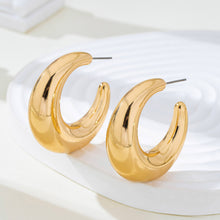 Load image into Gallery viewer, Tapered Gold-Tone Crescent Hoop Earrings | 80E62157
