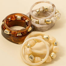 Load image into Gallery viewer, Mixed Square Resin Bangle And Beads Bracelet Set