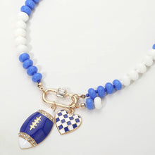 Load image into Gallery viewer, Gameday Football Heart Charm Carabiner Pendant Beaded Necklace