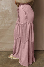 Load image into Gallery viewer, Mineral Wash Patchwork Wide Leg Drawstring Pants: Vineyard Green / L
