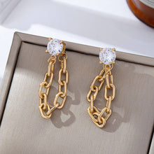 Load image into Gallery viewer, Crystal Stud Hoop and Drop Link Earrings