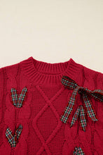 Load image into Gallery viewer, Christmas Plaid Lace-Up Puff Sleeve Sweater