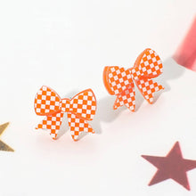 Load image into Gallery viewer, Game Day Checkerboard Bow Stud Earrings