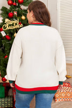 Load image into Gallery viewer, Plus Size Christmas Holly Jolly Colorblock Edge Sweater