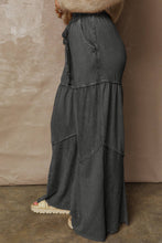Load image into Gallery viewer, Mineral Wash Patchwork Wide Leg Drawstring Pants: Vineyard Green / L