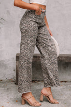Load image into Gallery viewer, Leopard Frayed Edge Wide Leg Jeans