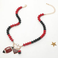 Load image into Gallery viewer, Gameday Football Heart Charm Carabiner Pendant Beaded Necklace