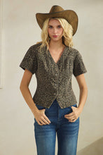 Load image into Gallery viewer, Leopard short sleeve denim top