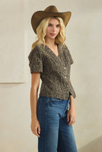 Load image into Gallery viewer, Leopard short sleeve denim top